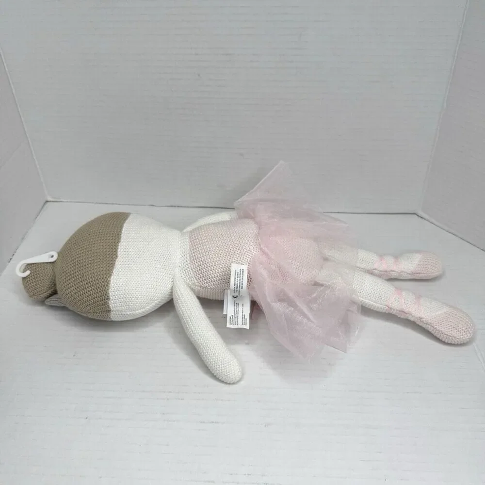 Living Textile 17" Emma Ballerina Knitted Plush Rattle Doll Toy Pink Tutu Skirt - Picture 6 of 6